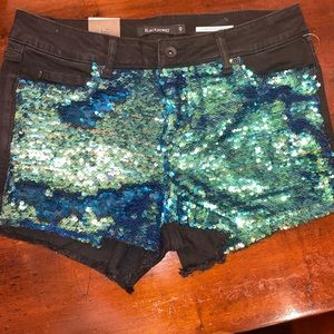 NWT Blackheart Sequined Denim Short.